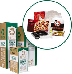 TerraCycle - 35 Gal Green & White Rectangle Recycling Container - Cardboard with Plastic Liner, Recycle Symbol, Plastic Packaging Graphic, 37" High x 15" Long x 15" Wide, Lid Included - Exact Tooling