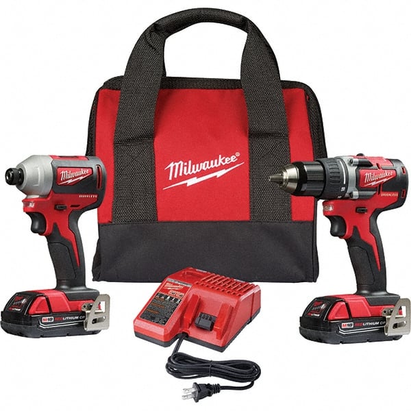 Milwaukee Tool - 18 Volt Cordless Tool Combination Kit - Includes Brushless Compact Drill/Driver & Brushless 1/4" Impact Driver, Lithium-Ion Battery Included - Exact Tooling