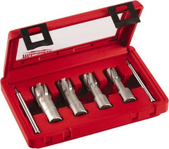 Milwaukee Tool - 4 Piece, 9/16 to 15/16" Cutter Diam, 1-3/8" Cutting Depth, Carbide-Tipped Annular Cutter Set - 9/16, 11/16, 13/16, 15/16" Cutter Diam - Exact Tooling