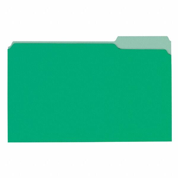Universal One - 9-5/8 x 14-3/4", Legal, Bright Green/Light Green, File Folders with Top Tab - 11 Point Stock, 1/3 Tab Cut Location - Exact Tooling