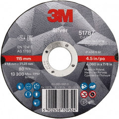 3M - 4" Ceramic Cutoff Wheel - 1/8" Thick, 3/8" Arbor, Use with Angle Grinders - Exact Tooling