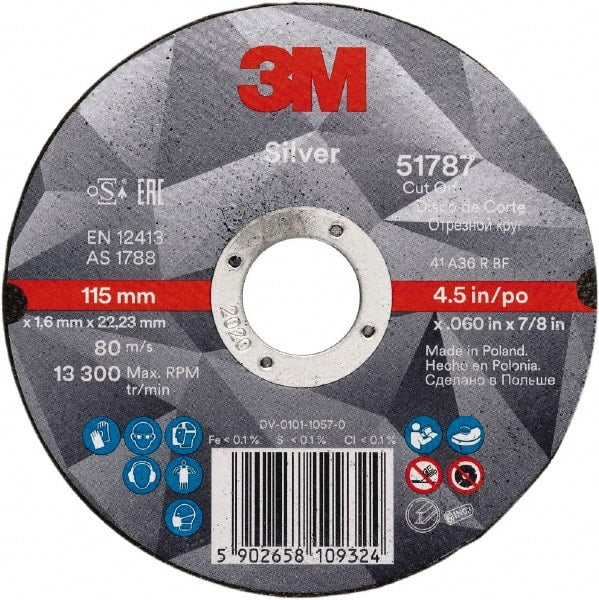 3M - 6" Ceramic Cutoff Wheel - 0.045" Thick, 7/8" Arbor, Use with Angle Grinders - Exact Tooling