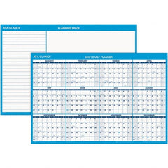 AT-A-GLANCE - 1 Sheet, 36 x 24", Erasable Wall Calendar - Blue & White - Exact Tooling