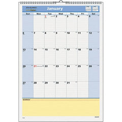 AT-A-GLANCE - 12 Sheet, 12 x 17", Wall Calendar - Blue & Yellow - Exact Tooling