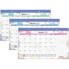 AT-A-GLANCE - 12 Sheet, 17-3/4 x 10-7/8", Desk Pad Calendar - Watercolors - Exact Tooling