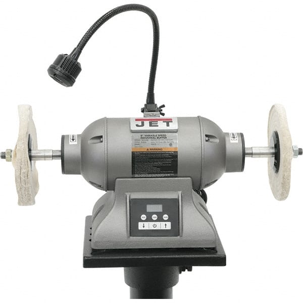 Jet - 8" Wheel Diam x 1/2" Wheel Width, 1 hp Buffer - 5/8" Arbor Hole Diam, 3 Phase, 3,600 Max RPM, 115 Volts - Exact Tooling