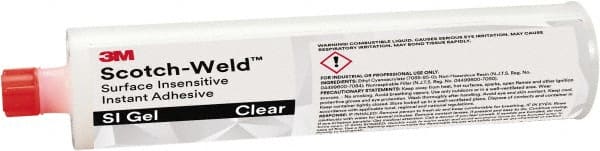 3M - 10.60 oz Cartridge Clear Instant Adhesive - Series Part Number SI Gel, 30 to 60 sec Working Time, 24 hr Full Cure Time - Exact Tooling