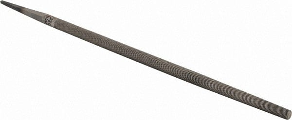 PFERD - 12" Long, Smooth Cut, Round American-Pattern File - Single Cut, 1/2" Overall Thickness, Tang - Exact Tooling