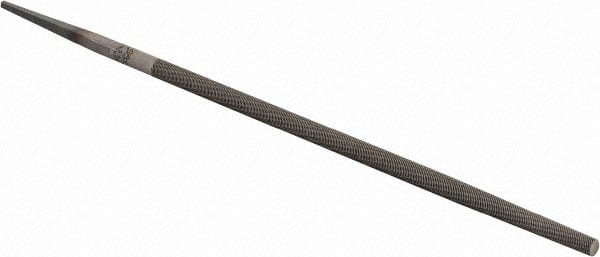 PFERD - 8" Long, Smooth Cut, Round American-Pattern File - Single Cut, 0.31" Overall Thickness, Tang - Exact Tooling