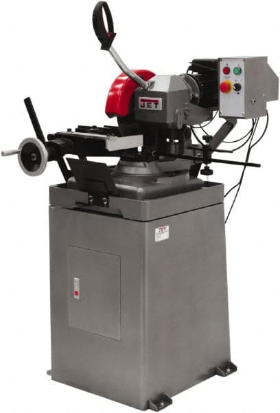 Jet - 2 Cutting Speeds, 275mm Blade Diam, Cold Saw - 54 & 108 RPM Blade Speed, Floor Machine, 3 Phase, Compatible with Ferrous Material - Exact Tooling