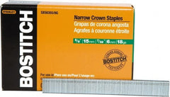 Stanley Bostitch - 5/8" Long x 7/32" Wide, 18 Gauge Narrow Crown Construction Staple - Steel, Chisel Point - Exact Tooling