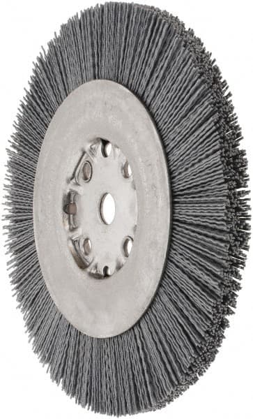 Weiler - 8" OD, 5/8" Arbor Hole, Crimped Nylon Wheel Brush - 7/8" Face Width, 1-1/2" Trim Length, 0.035" Filament Diam, 4,500 RPM - Exact Tooling