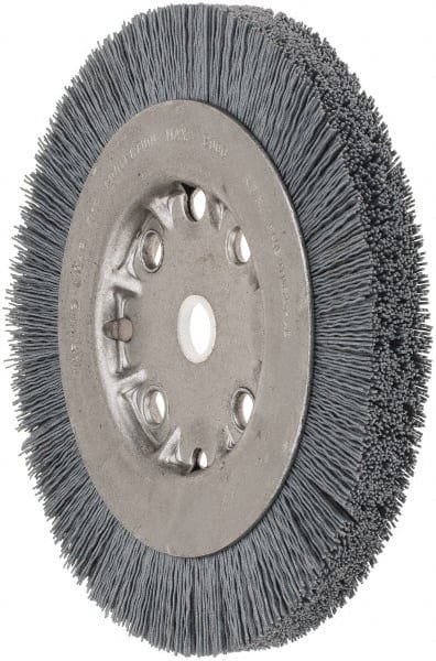 Weiler - 6" OD, 5/8" Arbor Hole, Crimped Nylon Wheel Brush - 5/8" Face Width, 7/8" Trim Length, 0.022" Filament Diam, 4,500 RPM - Exact Tooling