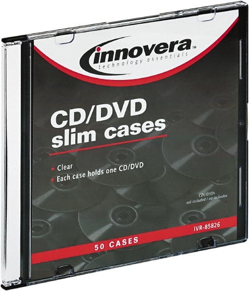 innovera - 1 Compartment, 4-7/8 Inch Wide x 1/4 Inch Deep x 5-5/8 Inch High, CD/DVD Storage Case - Polystyrene, Clear - Exact Tooling