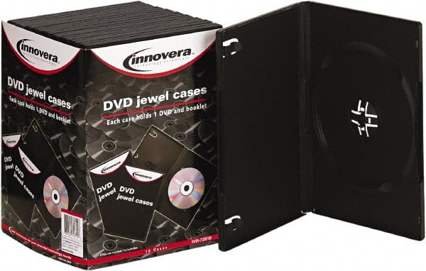 innovera - 1 Compartment, 5-3/8 Inch Wide x 1/2 Inch Deep x 7-1/2 Inch High, DVD Case - Plastic, Black - Exact Tooling