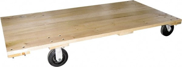 Fairbanks - 1,600 Lb Capacity Hardwood Platform Truck - Hardwood Deck, 30" OAW, 60" Platform Length, Mold On Rubber Casters - Exact Tooling