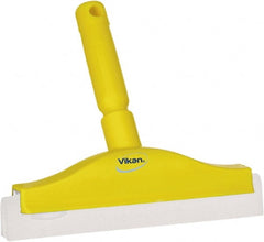 Vikan - 10" Foam Rubber Blade Bench Squeegee - Double Edge, Yellow, Plastic Holder - Exact Tooling