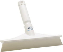 Vikan - 9.84" Rubber Blade Bench Squeegee - Single Edge, White, Plastic Holder - Exact Tooling