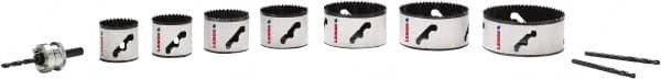 Lenox - 10 Piece, 2-1/8" to 4-5/8" Saw Diam, Plumber's Hole Saw Kit - Bi-Metal, Toothed Edge, Includes 7 Hole Saws - Exact Tooling