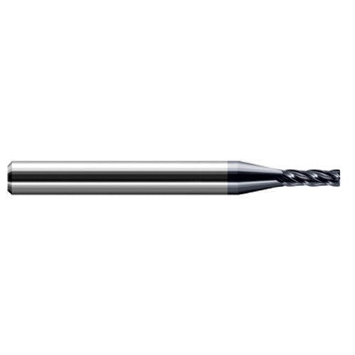 Miniature End Mills - Stub & Standard - 0.1406″ (9/64″) Cutter Diameter × 0.0200″ Radius × 0.4250″ Length of Cut Carbide Corner Radius End Mill, 4 Flutes, AlTiN Coated - Exact Tooling