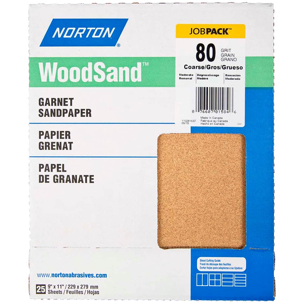 Norton - Sanding Sheets Abrasive Material: Garnet Grade: Coarse - Exact Tooling
