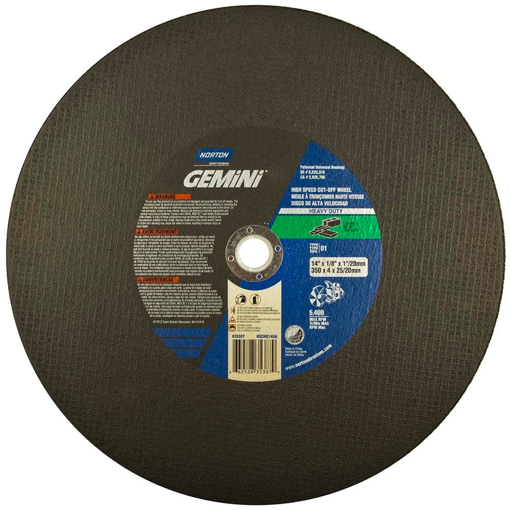 Norton - 14 x 1/8, 1" Hole 24 Grit Silicon Carbide Cutoff Wheel - Exact Tooling