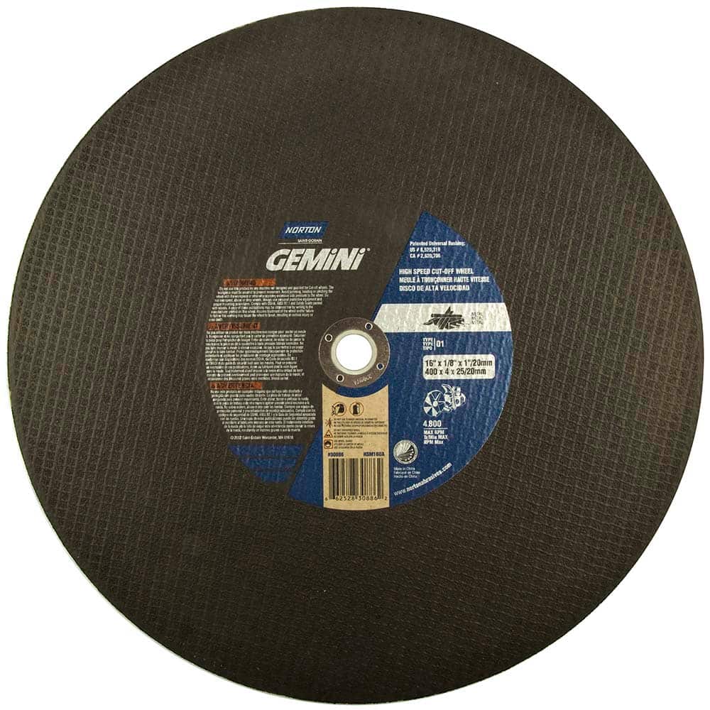 Norton - 16 x 1/8, 1" Hole 24 Grit Aluminum Oxide Cutoff Wheel - Exact Tooling