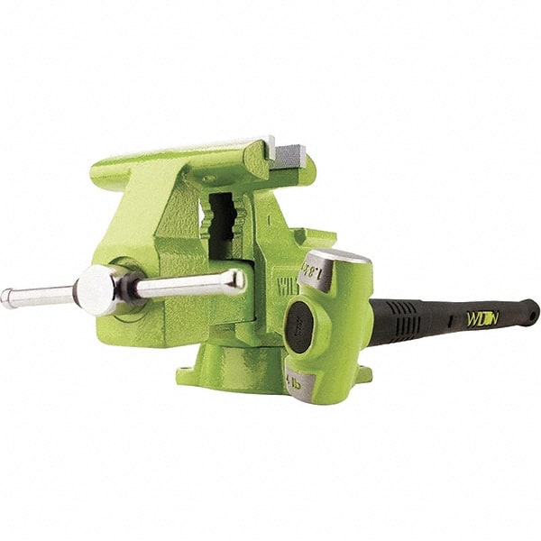 Wilton - 6-1/2" Jaw Width x 5-1/2" Jaw Opening Capacity, 3-13/16" Throat Depth, Bench & Pipe Combination Vise - 1/8 to 2-1/2" Pipe Capacity, Swivel Base, Bolt Down Attachment, Iron - Exact Tooling