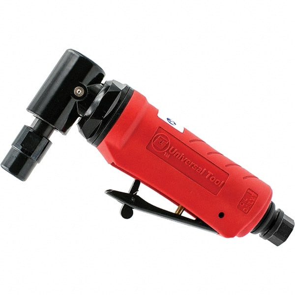 Universal Tool - 1/4" Collet, Angle Handle, Air Angle Die Grinder - Rear Exhaust, 4 CFM, 0.5 hp, 90 psi, 1/4" Inlet - Exact Tooling