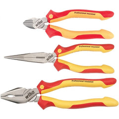 Wiha - Plier Sets Set Type: Cutting Pliers; Insulated Pliers; Wire Stripper Number of Pieces: 3 - Exact Tooling