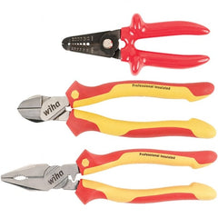 Wiha - Plier Sets Set Type: Cutting Pliers; Insulated Pliers; Wire Stripper Number of Pieces: 3 - Exact Tooling