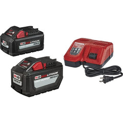 Milwaukee Tool - 18 Volt, 2 Battery Lithium-Ion Power Tool Charger - AC Wall Outlet Power Source, Batteries Included - Exact Tooling