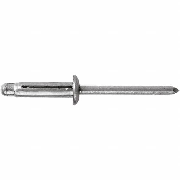 STANLEY Engineered Fastening - Size 6 Large Flange Head Aluminum Open End Blind Rivet - Aluminum Mandrel, 0.04" to 0.354" Grip, 3/16" Head Diam, 0.197" to 0.207" Hole Diam, 0.197" Body Diam - Exact Tooling