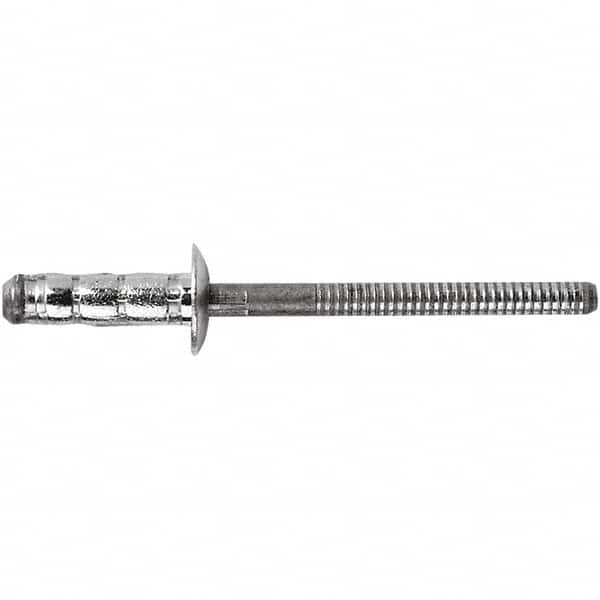 STANLEY Engineered Fastening - Size 6 Dome Head Steel Multi Grip Blind Rivet - Steel Mandrel, 0.0598" to 1/4" Grip, 3/16" Head Diam, 0.1921" to 0.1961" Hole Diam, 3" Body Diam - Exact Tooling