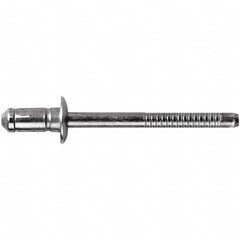 STANLEY Engineered Fastening - Size 6 Dome Head Steel Open End Blind Rivet - Steel Mandrel, 0.0591" to 0.1378" Grip, 3/16" Head Diam, 0.1929" to 0.2008" Hole Diam, 3.2" Body Diam - Exact Tooling