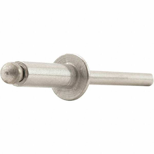STANLEY Engineered Fastening - Size 4 Dome Head Aluminum Open End Blind Rivet - Aluminum Mandrel, 1/4" Max Grip, 1/8" Head Diam, 0.129" to 0.133" Hole Diam, - Exact Tooling
