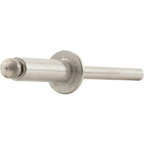 STANLEY Engineered Fastening - Size 8 Dome Head Aluminum Open End Blind Rivet - Steel Mandrel, 0.251" to 3/8" Grip, 1/4" Head Diam, 0.257" to 0.261" Hole Diam, 0.153" Body Diam - Exact Tooling