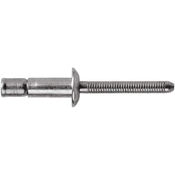 STANLEY Engineered Fastening - Size 8 Dome Head Stainless Steel Structural with Locking Stem Blind Rivet - Stainless Steel Mandrel, 0.08" to 5/8" Grip, 1/4" Head Diam, 0.261" to 0.276" Hole Diam, 0.162" Body Diam - Exact Tooling