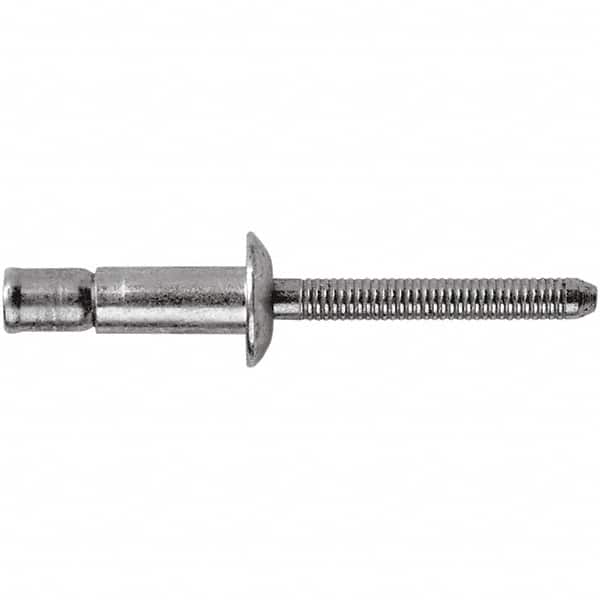 STANLEY Engineered Fastening - Size 6 Dome Head Steel Structural with Locking Stem Blind Rivet - Steel Mandrel, 0.062" to 1/4" Grip, 3/16" Head Diam, 0.194" to 0.204" Hole Diam, 0.12" Body Diam - Exact Tooling