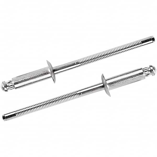 STANLEY Engineered Fastening - Size 6 Dome Head Steel Structural with Locking Stem Blind Rivet - Steel Mandrel, 0.126" to 1/4" Grip, 3/16" Head Diam, 0.192" to 0.196" Hole Diam, 0.114" Body Diam - Exact Tooling