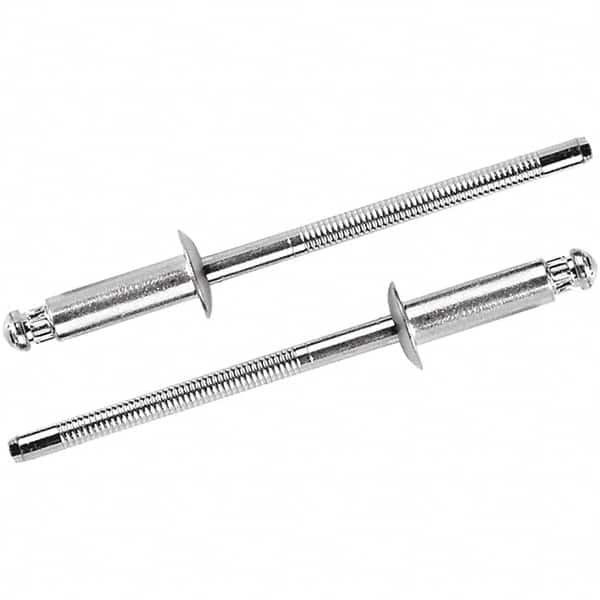 STANLEY Engineered Fastening - Size 4 Countersunk Head Steel Structural with Locking Stem Blind Rivet - Steel Mandrel, 0.094" to 0.187" Grip, 1/8" Head Diam, 0.129" to 0.133" Hole Diam, 0.075" Body Diam - Exact Tooling
