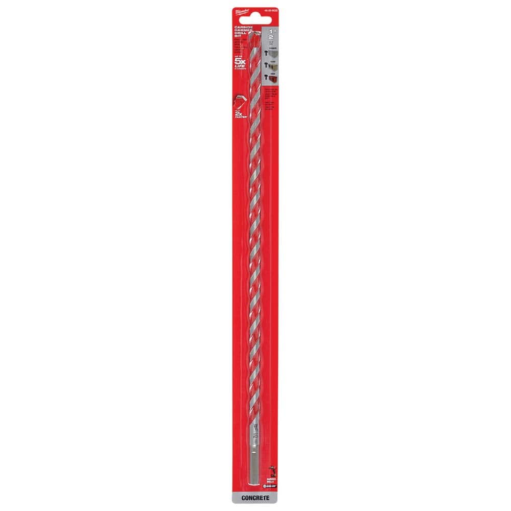 Milwaukee Tool - Rotary Drill/Hammer Drill Bits; Drill Bit Size (Inch): 1/2 ; Shank Type: 3-Flat ; Usable Length (Inch): 16.0000 ; Drill Bit Material: Carbide Tipped ; Flute Length (Inch): 16 ; Number of Pieces: 1.000 - Exact Tooling