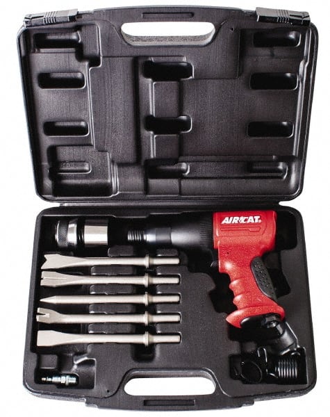 AIRCAT - 3,000 BPM, 2.8 Inch Long Stroke, Air Hammer Kit - 7.16 CFM Air Consumption, 1/4 Inch Inlet - Exact Tooling