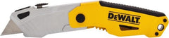 DeWALT - 1-1/4" Blade, 7-1/2" OAL, Utility Blade Folding Knife - 4-1/2" Closed Length, Metal, 3 Blades, 1 Edge - Exact Tooling
