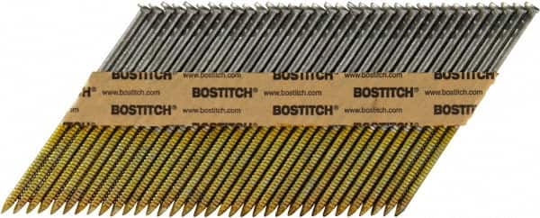Stanley Bostitch - 11 Gauge 0.12" Shank Diam 3" Long Framing Nails for Power Nailers - Steel, Bright Finish, Ring Shank, Angled Stick Paper Tape Collation, Round Head - Exact Tooling