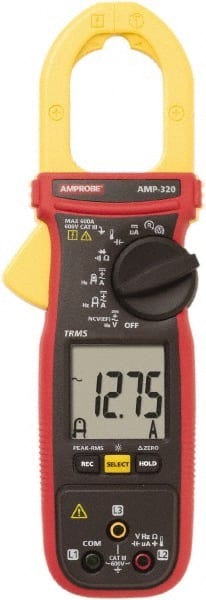 Amprobe - AMP-320, CAT III, Digital True RMS Clamp Meter with 1.378" Clamp On Jaws - 600 VAC/VDC, 600 AC/DC Amps, Measures Voltage, Capacitance, Current, microAmps, Resistance, Temperature - Exact Tooling