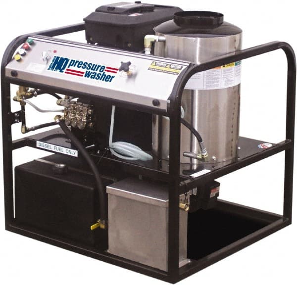 Value Collection - Gas, 16 hp, 4,000 psi, 4 GPM, Hot Water Pressure Washer - General Triplex Ceramic Plunger, 50' x 3/8" Hose - Exact Tooling