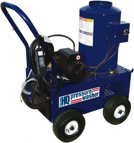 Value Collection - Electric, 25 Amp, 6 hp, 2,400 psi, 3 GPM, Hot Water Pressure Washer - Triplex Plunger, 50' x 3/8" Hose, 220 Max Volts - Exact Tooling