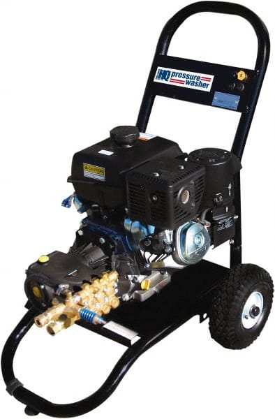 Value Collection - Gas, 7 hp, 3,000 psi, 3 GPM, Cold Water Pressure Washer - AR Triplex Ceramic Plunger, 50' x 3/8" Hose - Exact Tooling