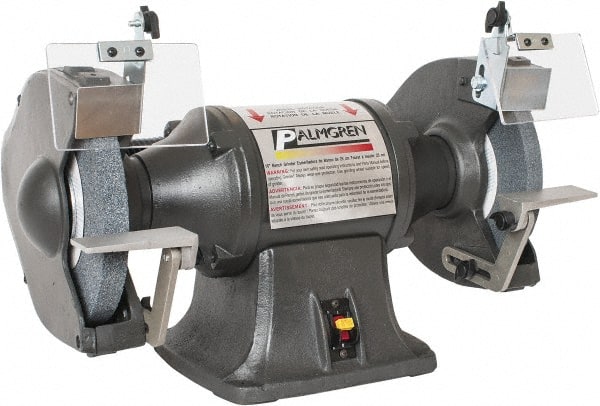 Palmgren - 10" Wheel Diam, 1 hp Grinder - 1" Arbor Hole Diam, 1 Phase, 1,725 Max RPM, 115/230 Volts - Exact Tooling